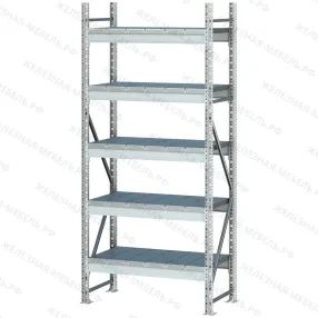 стеллаж ms pro z 3000х900х500 (5 ярусов с секционным настилом)