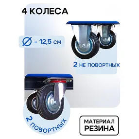 платформенная тележка с бортиком пбм-5.8 500х800 с колесами 125 мм
