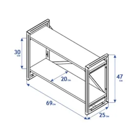 полка навесная gutta 470х690х250 (2 яруса) каркас чёрный, настил эвок