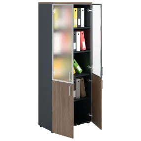 шкаф nw 2080/2g со стеклом темный орех/антрацит