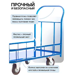 платформенная тележка с бортиком пбм-6.9 600х900 с колесами 200 мм