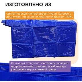 тент пвх 550 г/м2 (6х8м с люверсами ч/з 0,5 м) (синий)