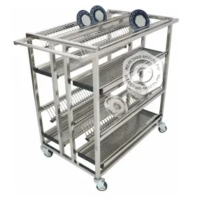 стеллаж модульный нерж. для сушки тарелок 2-х уровневый на колесах (на 128 тарелок)