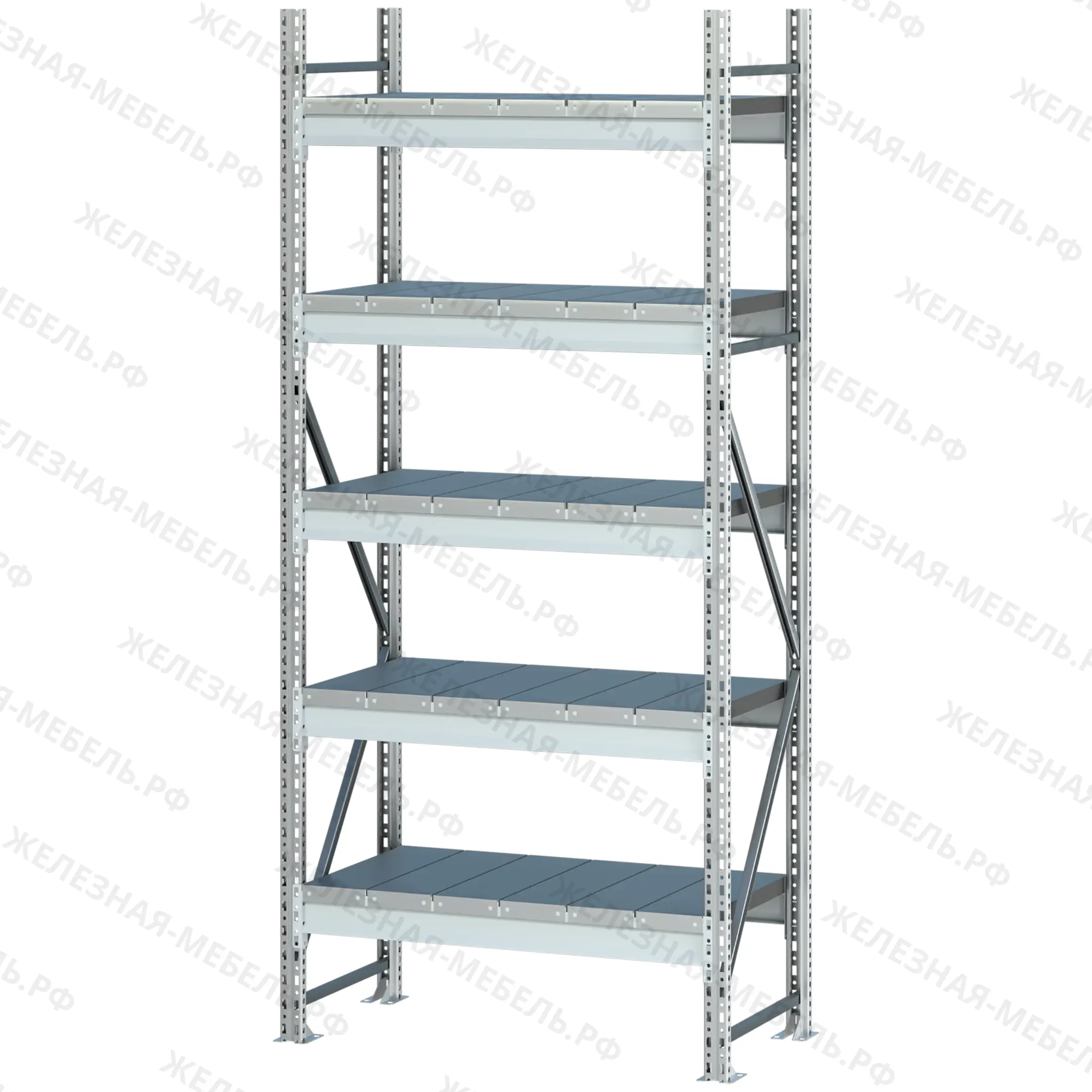 стеллаж ms pro z 2500х2700х1000 (5 ярусов с секционным настилом)