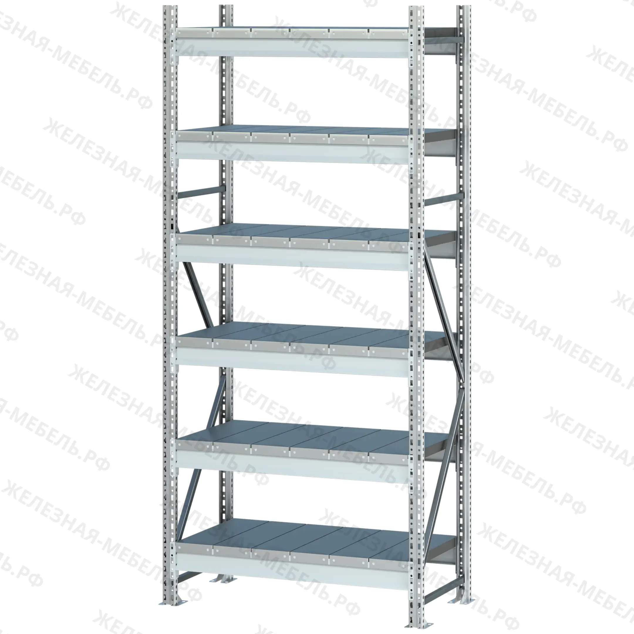 стеллаж ms pro z 3000х900х800 (6 ярусов с секционным настилом)
