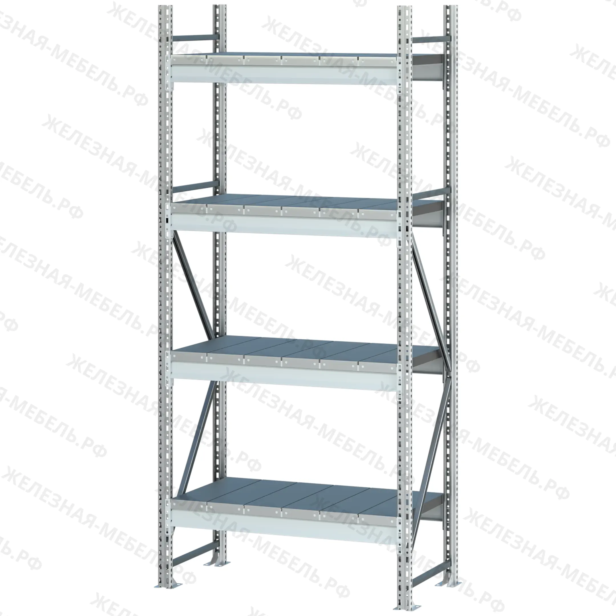 стеллаж ms pro z 3000х1200х800 (4 яруса с секционным настилом)