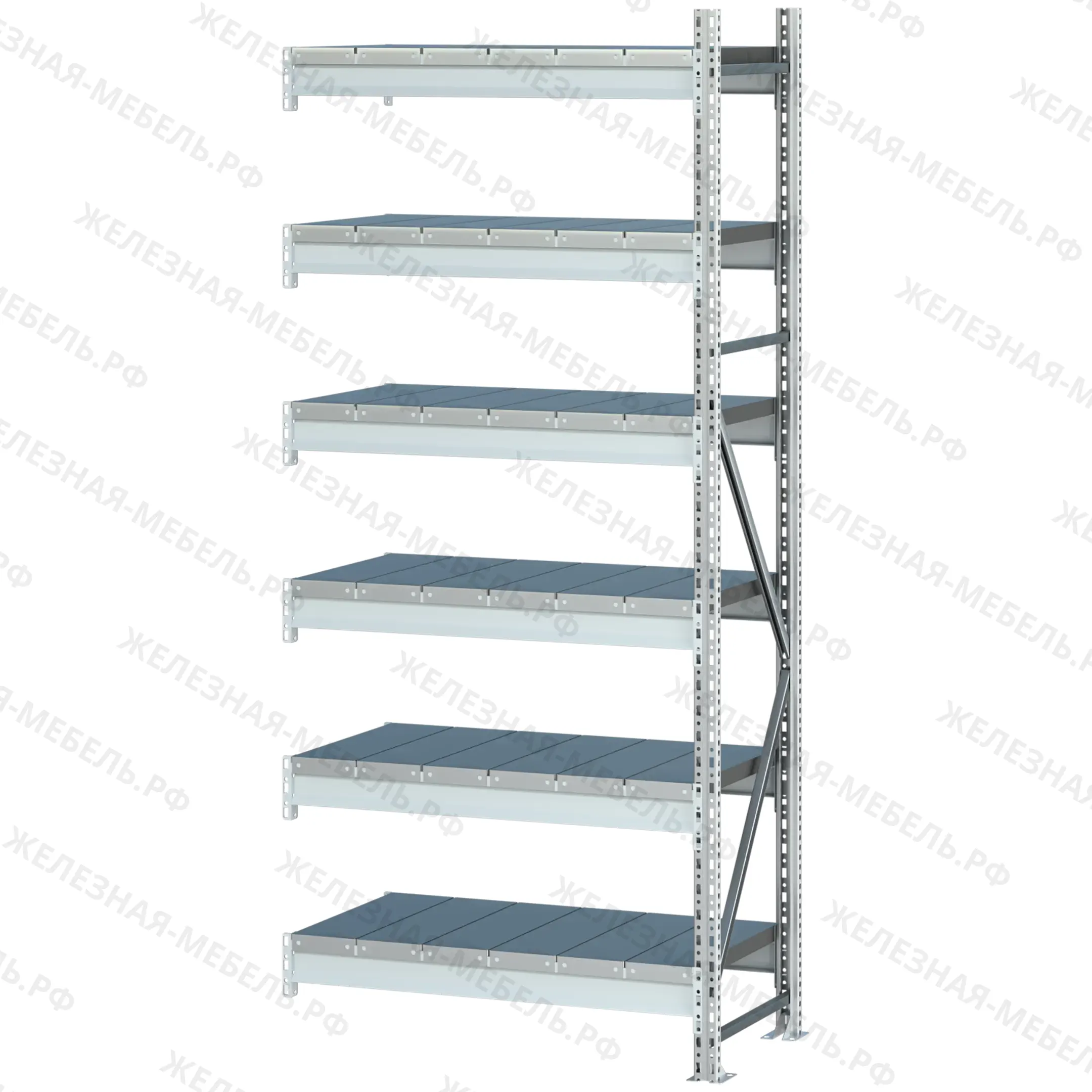 дополнительная секция стеллаж ms pro z 3000х900х1000 (6 ярусов с секционным настилом)