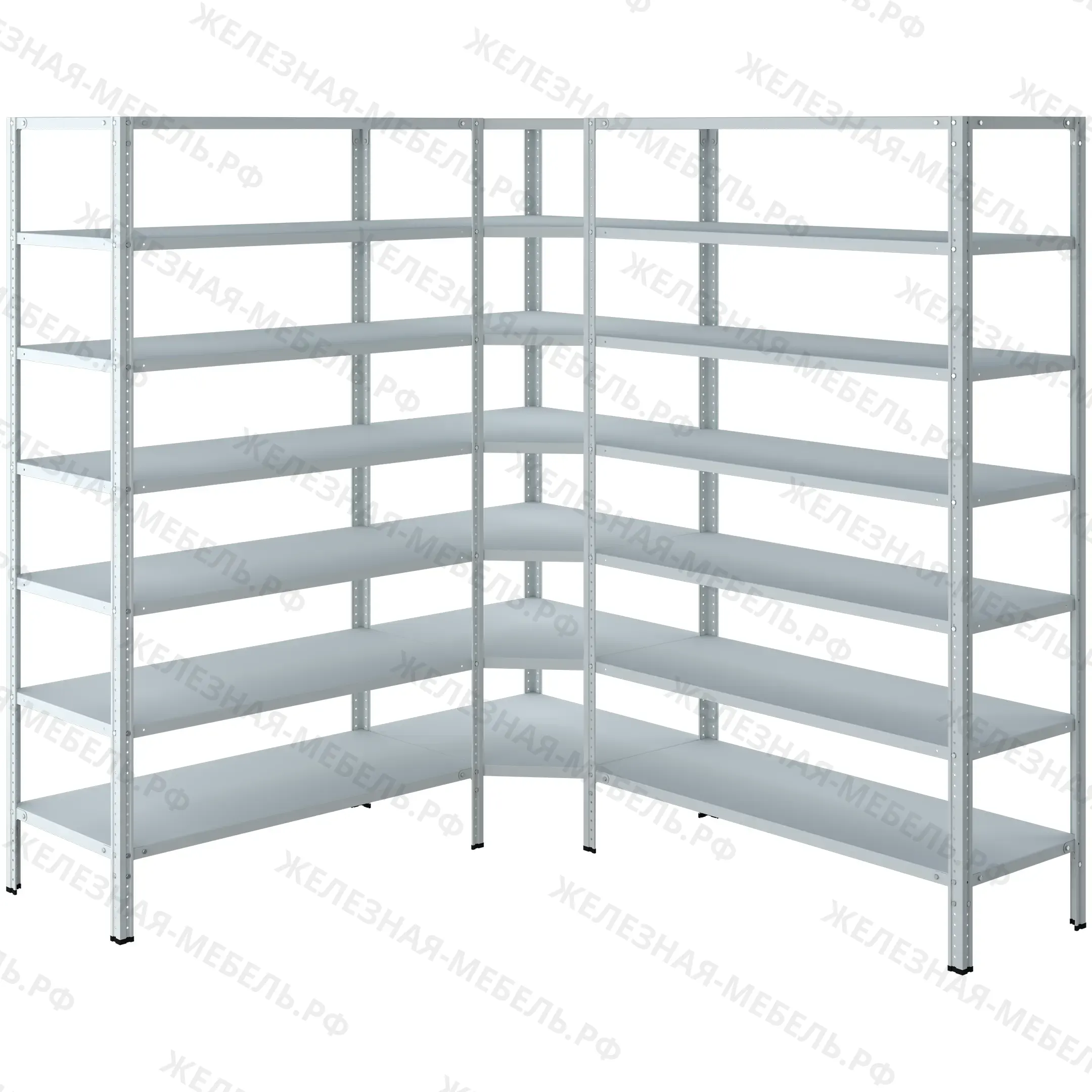 стеллаж угловой мс-500 2000х1800х1800 (7 уровней глубиной 600 мм)