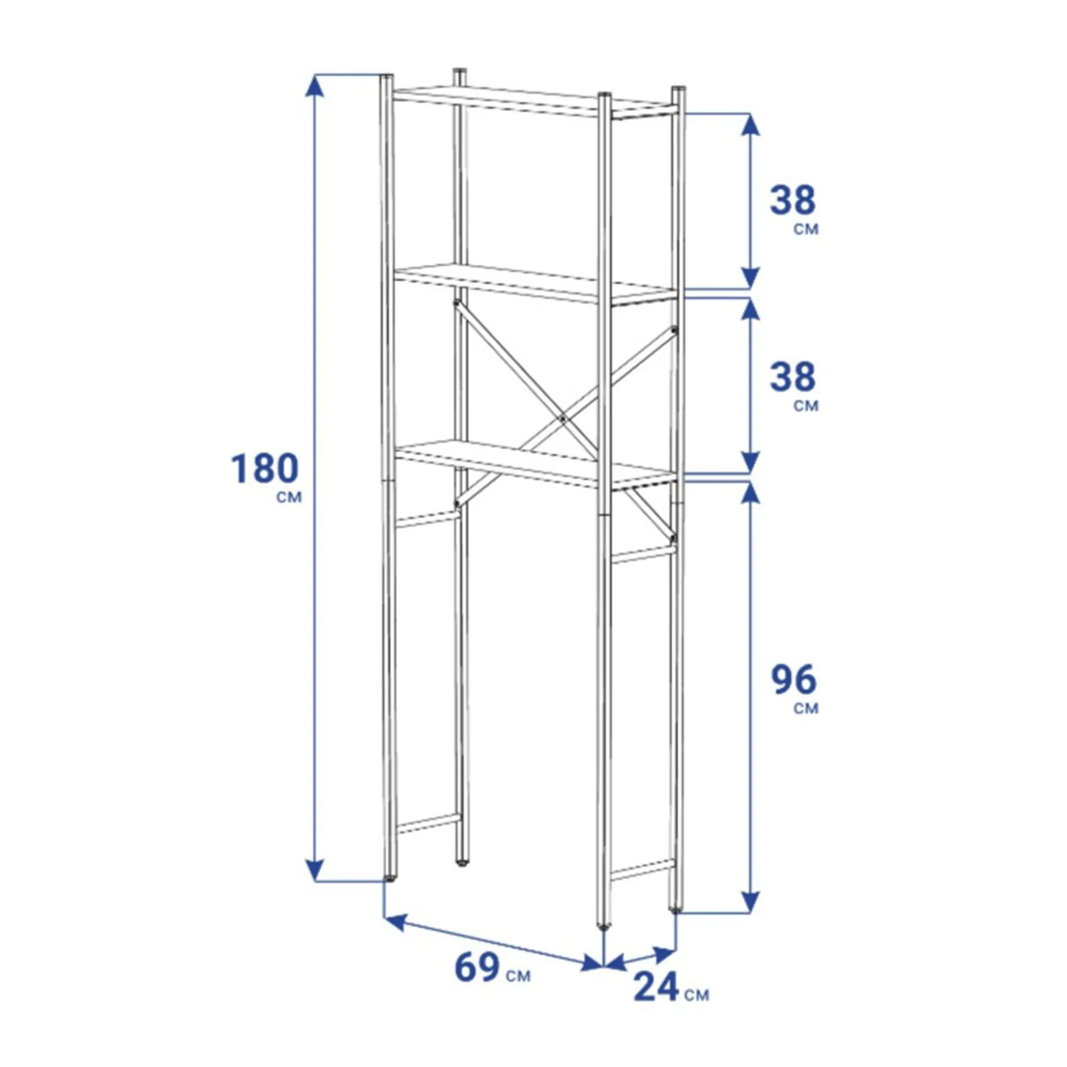 стеллаж для ванной комнаты gutta 1800х690х250 (3 полки) каркас чёрный, настил коричневый