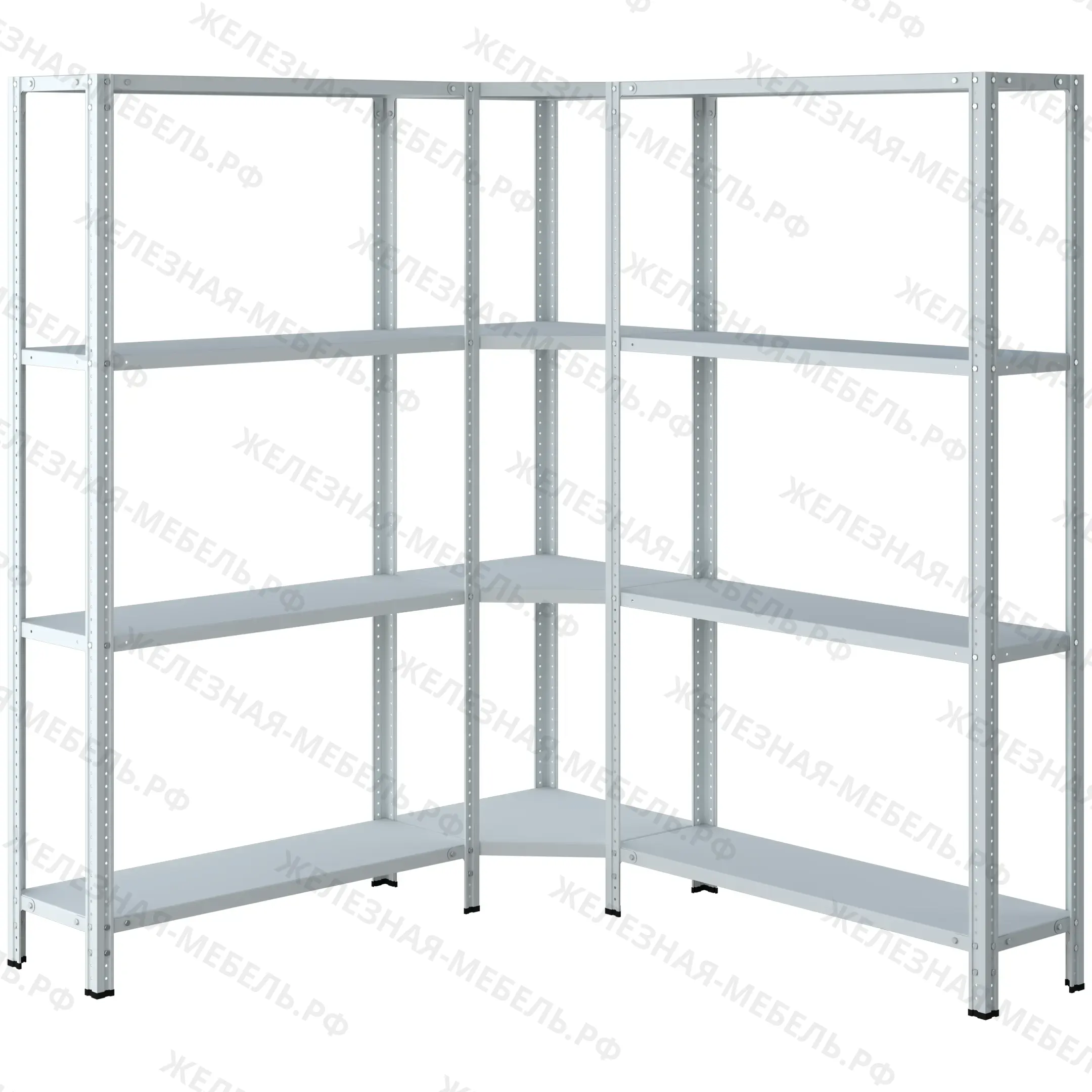 стеллаж угловой мс-500 1800х1500х1500 (4 уровня глубиной 300 мм)