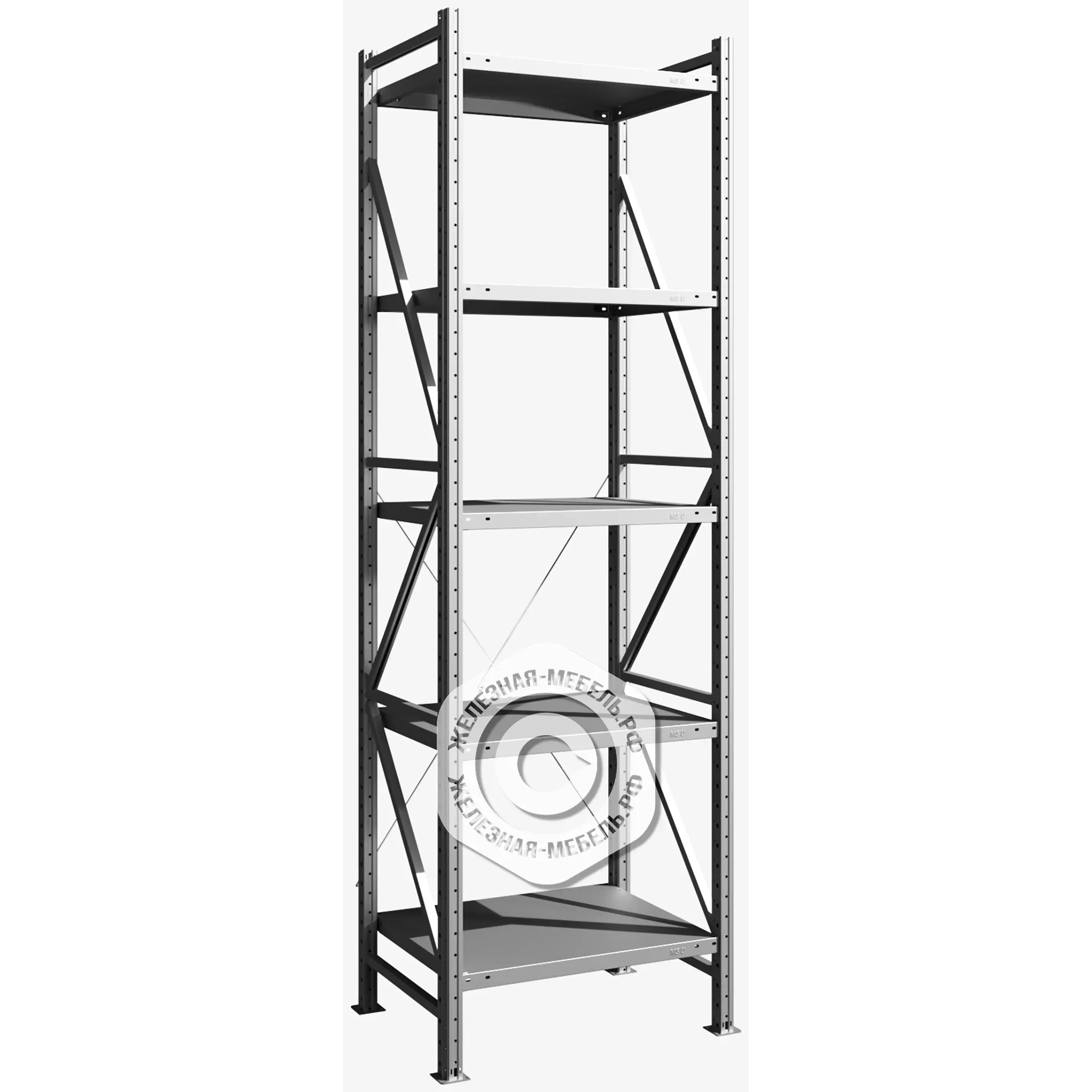 стеллаж ms u 2500х700х600 (5 полок, нагрузка на полку 200 кг)
