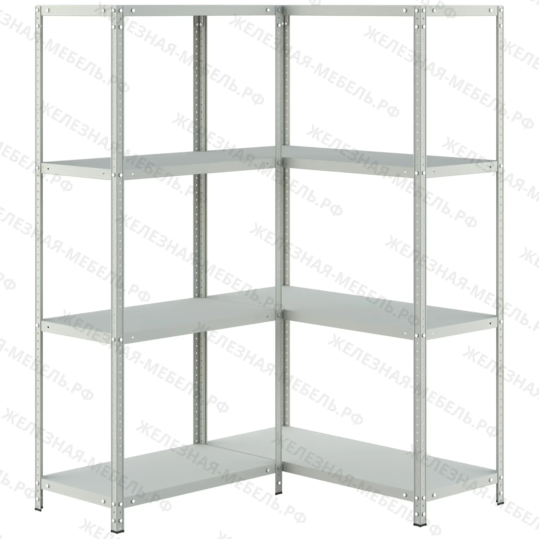 стеллаж угловой ms standart 1850х1100х1000 (4 уровня глубиной 400 мм)