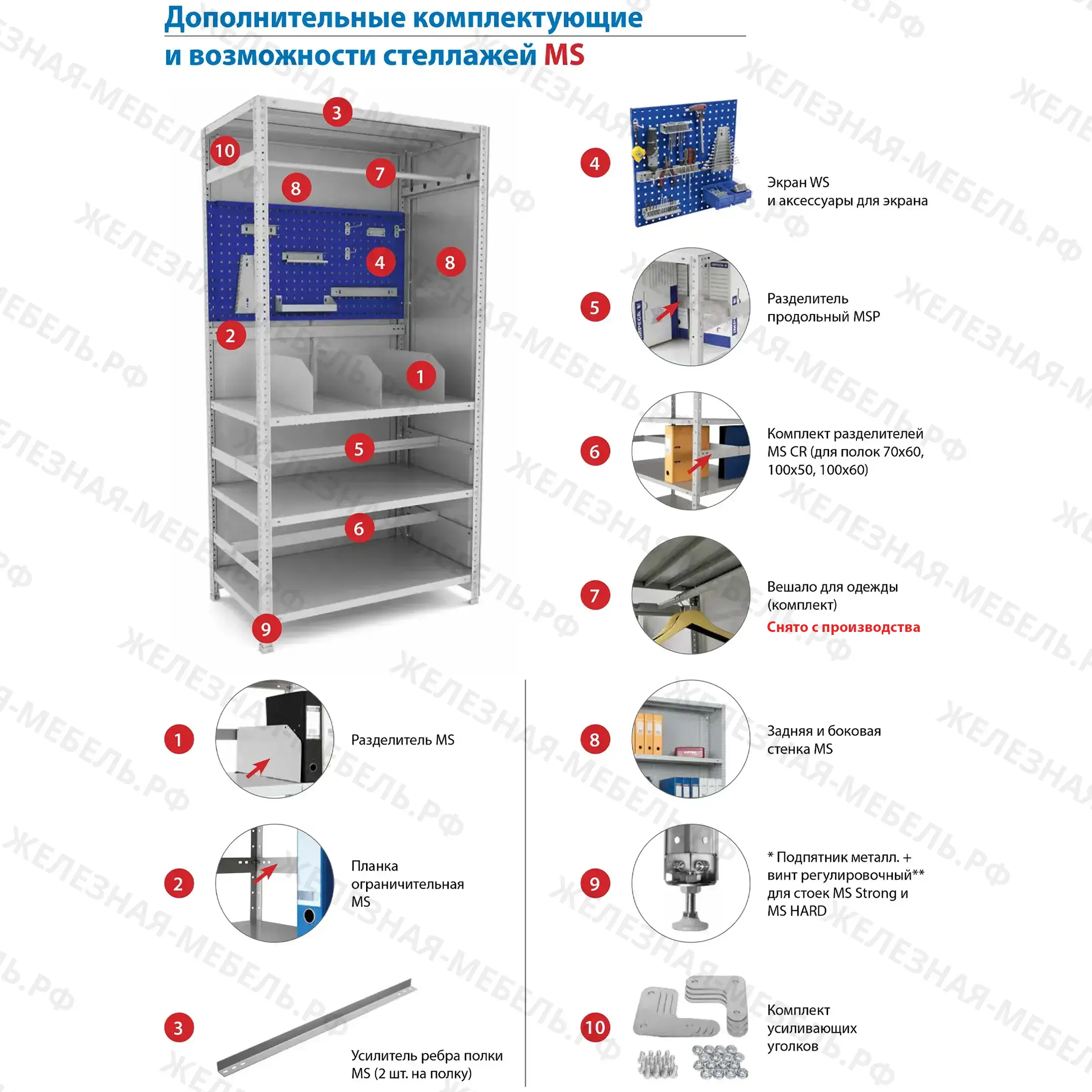 стеллаж ms standart 1600х1000х500 (3 полки)