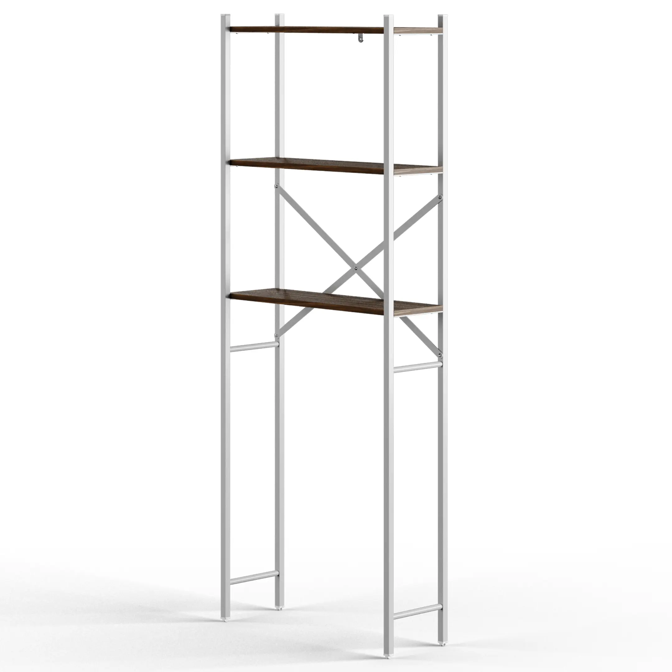 стеллаж для ванной комнаты gutta 1800х690х250 (3 полки) каркас серый, настил коричневый