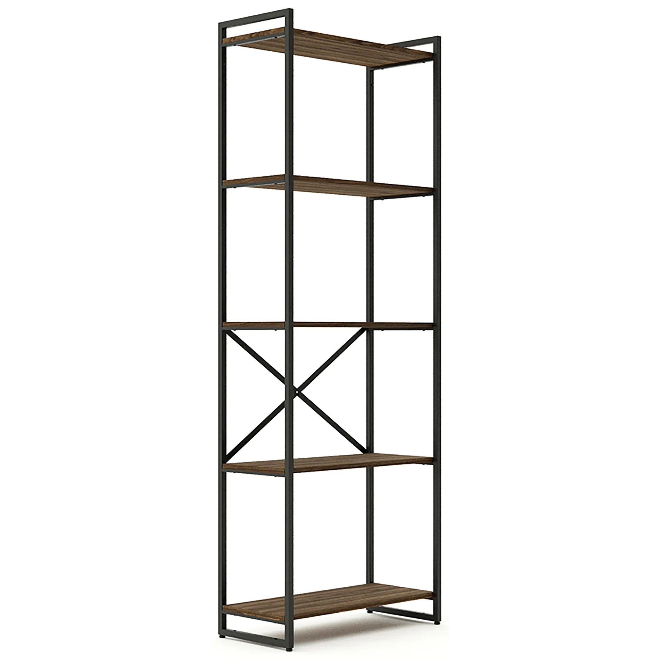 стеллаж gutta 1960х690х340 (5 полок) каркас чёрный, настил коричневый