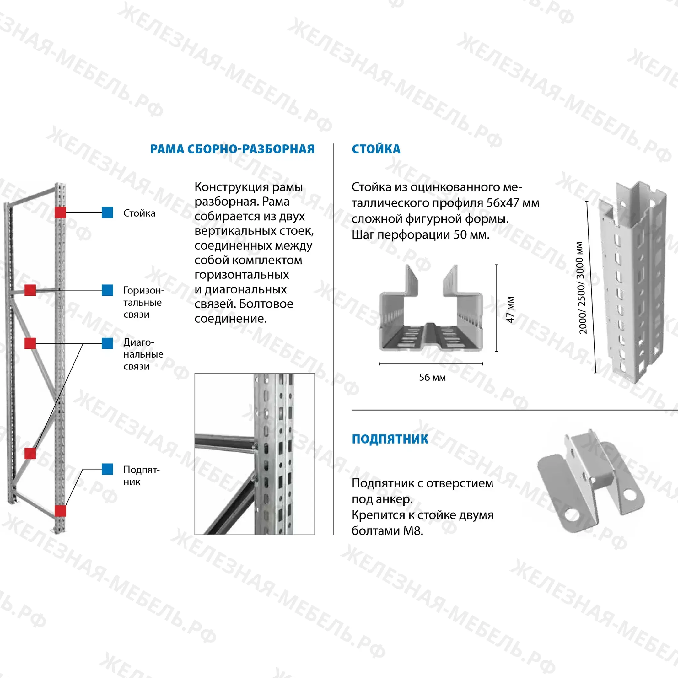дополнительная секция стеллаж ms pro z 3000х2100х600 (4 яруса без настила)
