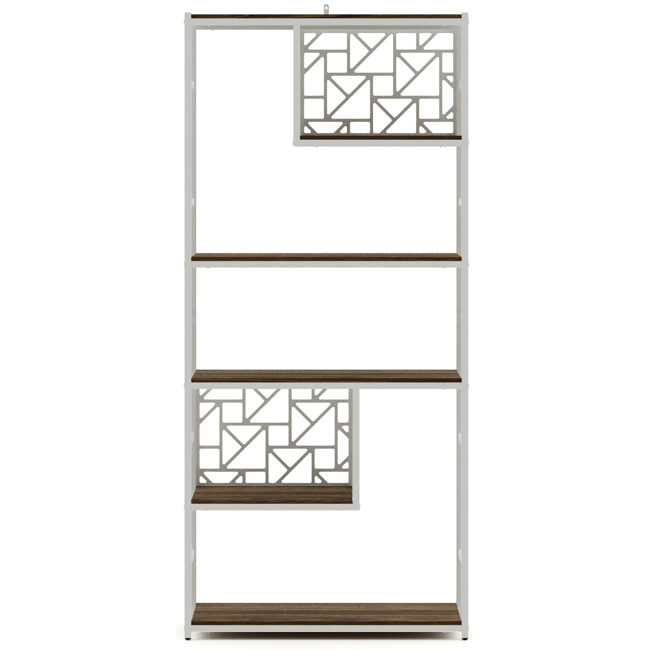 стеллаж gutta 1880х850х340 (6 полок, с декором) каркас белый, настил коричневый